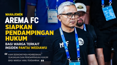 Arema FC Siapkan Pendampingan Hukum bagi Warga Terkait Insiden Pantai Wediawu